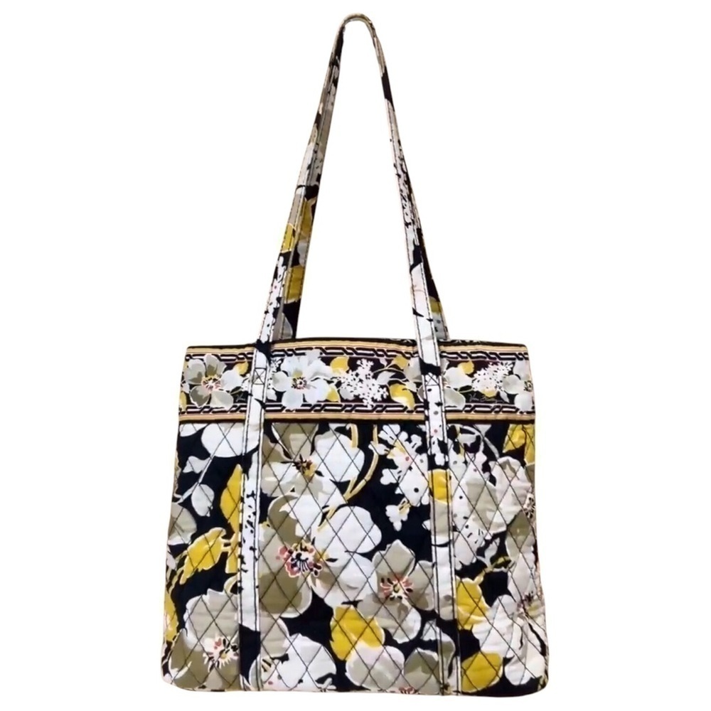 Vera Bradley Tote Dogwood Holiday Gold/Black/Cream Floral EUC